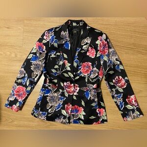 Tahari Arthur S Levine Floral Print Blazer Jacket